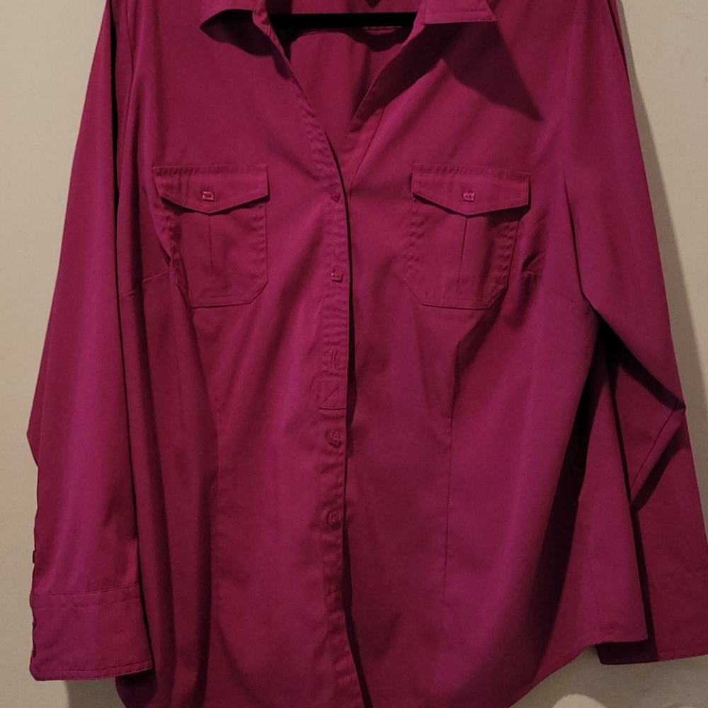 Button down blouse. 96% polyester & 4% spandex